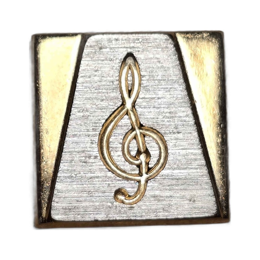 Music Treble Clef Note Symbol Gold Tone Metal Square Lapel Bag Vest Hat Pin G5